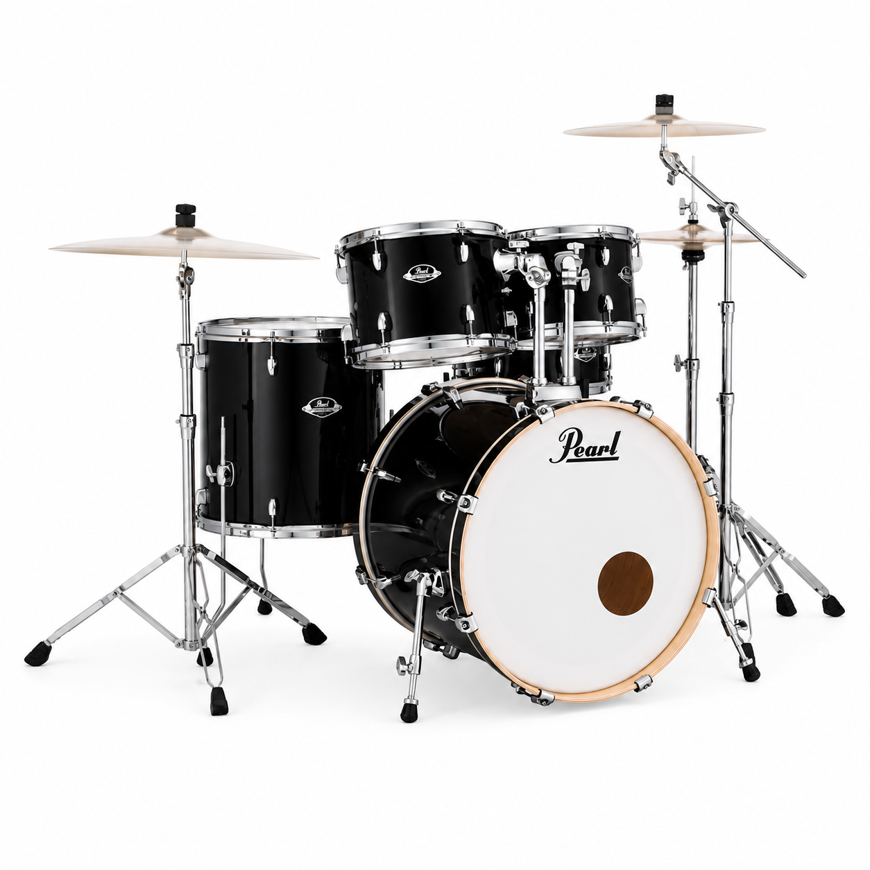 Batería Pearl Export 5 piezas – Matte Caviar Black (Cuerpos y Herrajes)