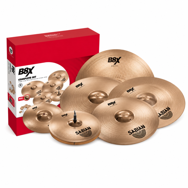 Set de Platillos Sabian B8X Complete Pack – Modelo 45006X Bright Tone (10", 14", 16", 18", 18" Ch, 20")