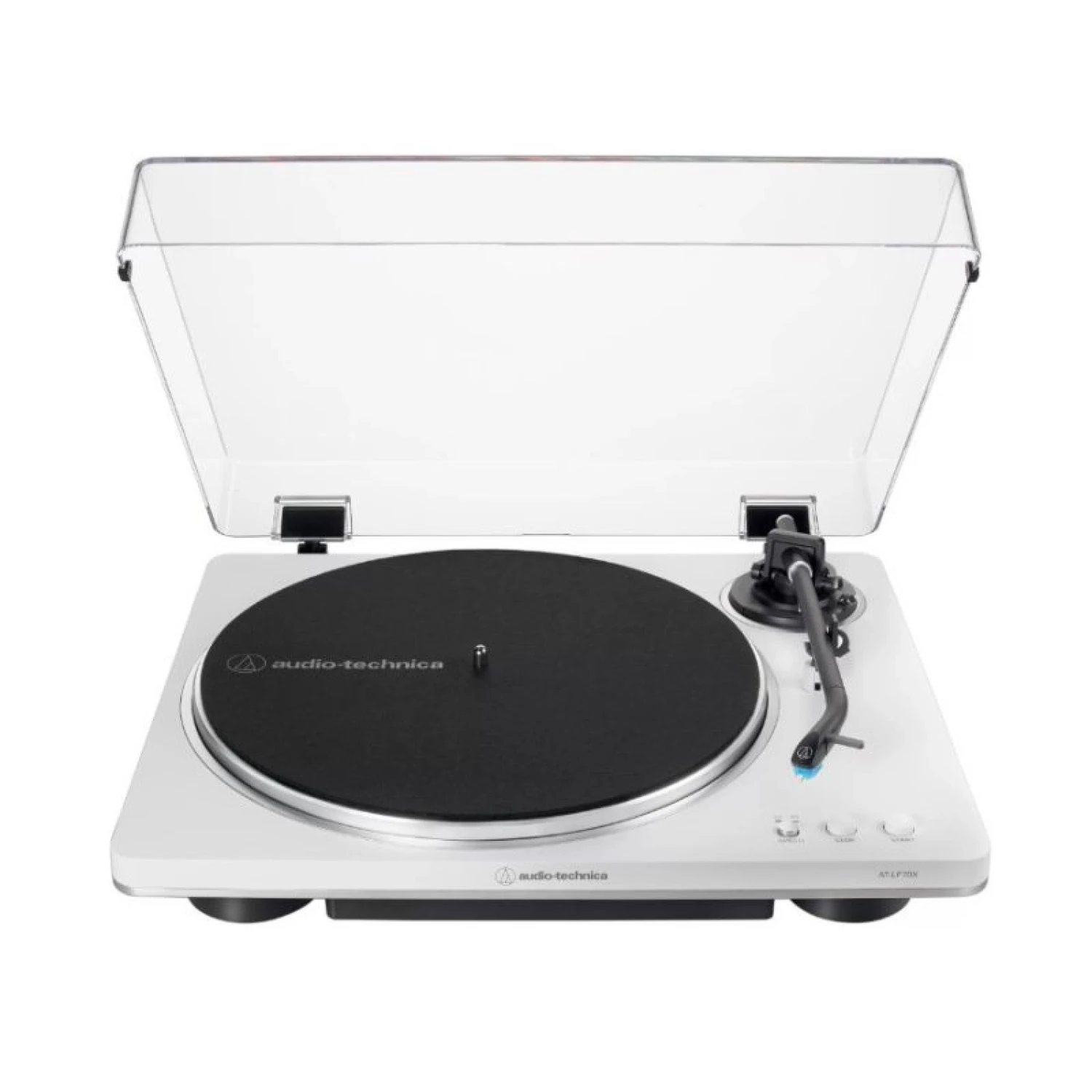 Audio-Technica AT-LP70X-WS – Tocadiscos de tracción por correa (Blanco y Plata)