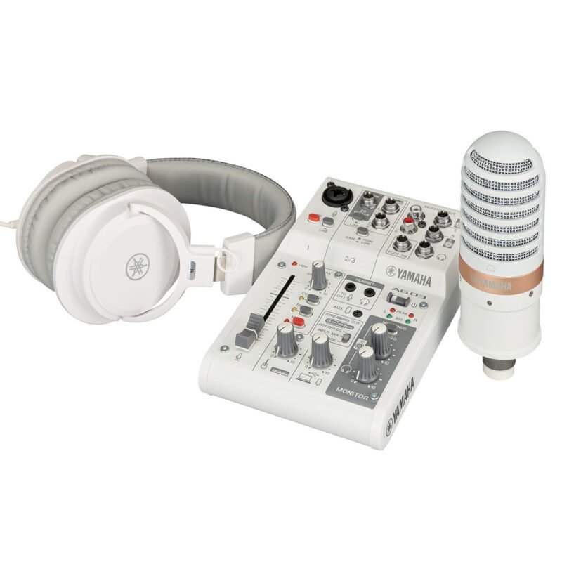 Yamaha AG03MK2 LSPK - Kit de producción en vivo y streaming (Blanco)