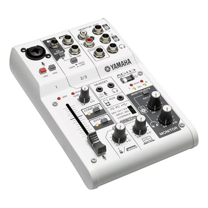 Yamaha AG03 MK2 - Interfaz de audio y mezclador de 3 canales (Blanco)
